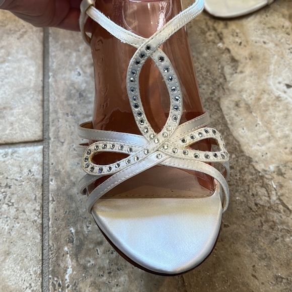 Nina White Satin Heels - Picture 2 of 6